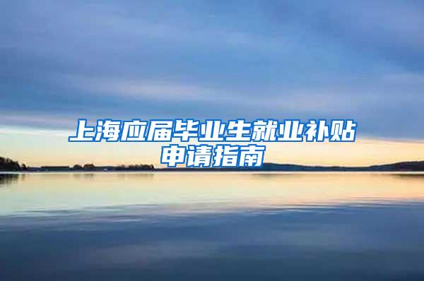 上海应届毕业生就业补贴申请指南