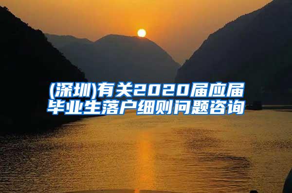 (深圳)有关2020届应届毕业生落户细则问题咨询