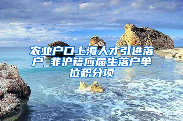 农业户口上海人才引进落户_非沪籍应届生落户单位积分项