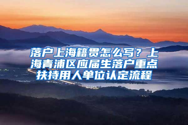 落户上海籍贯怎么写？上海青浦区应届生落户重点扶持用人单位认定流程