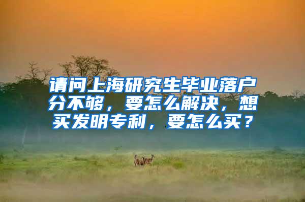 请问上海研究生毕业落户分不够，要怎么解决，想买发明专利，要怎么买？