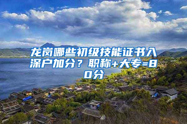 龙岗哪些初级技能证书入深户加分？职称+大专=80分