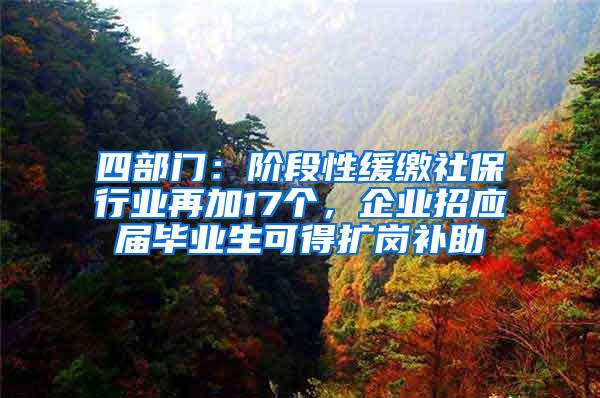 四部门：阶段性缓缴社保行业再加17个，企业招应届毕业生可得扩岗补助