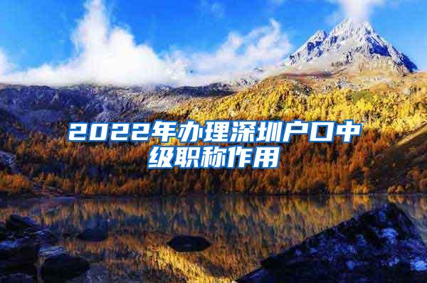 2022年办理深圳户口中级职称作用