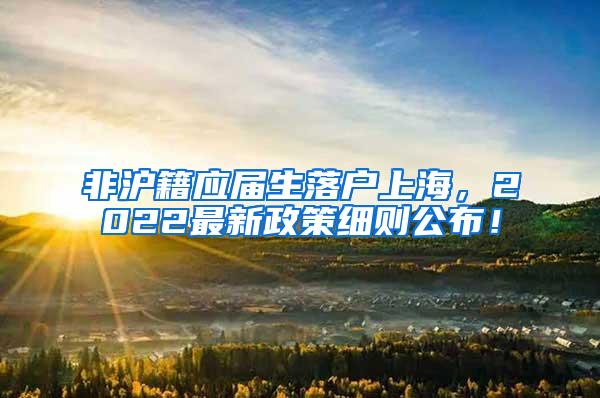 非沪籍应届生落户上海，2022最新政策细则公布！