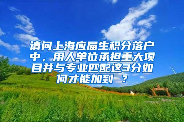 请问上海应届生积分落户中，用人单位承担重大项目并与专业匹配这3分如何才能加到 ？
