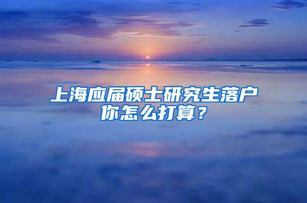 上海应届硕士研究生落户你怎么打算？