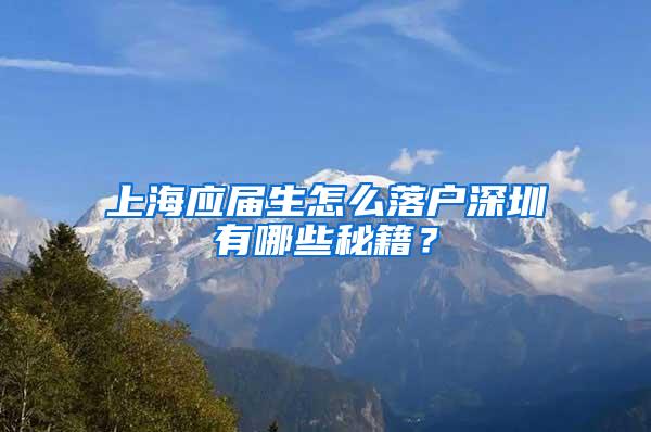 上海应届生怎么落户深圳有哪些秘籍？