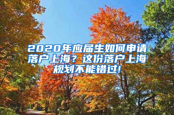 2020年应届生如何申请落户上海？这份落户上海规划不能错过!