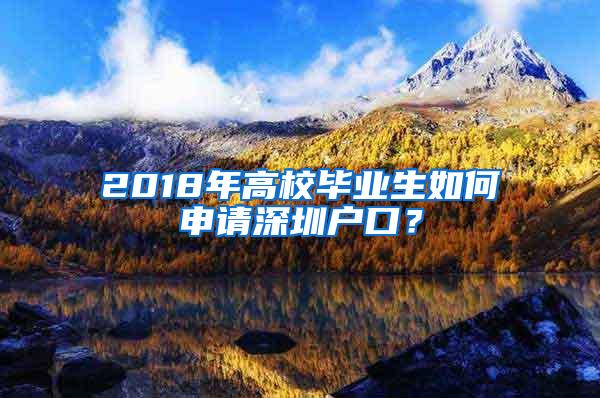 2018年高校毕业生如何申请深圳户口？