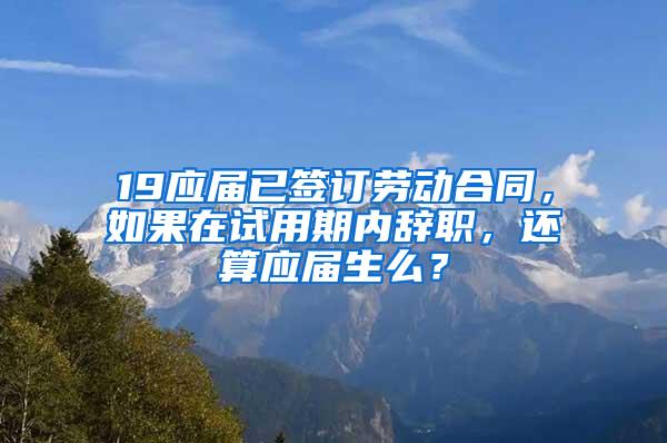 19应届已签订劳动合同，如果在试用期内辞职，还算应届生么？