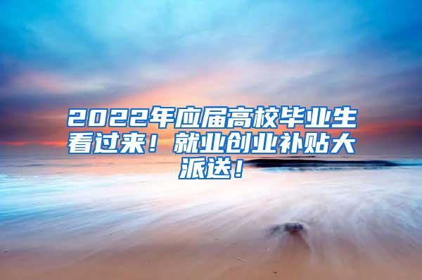 2022年应届高校毕业生看过来！就业创业补贴大派送！