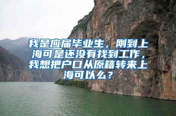 我是应届毕业生，刚到上海可是还没有找到工作，我想把户口从原籍转来上海可以么？