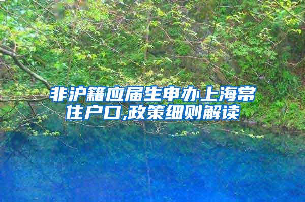 非沪籍应届生申办上海常住户口,政策细则解读