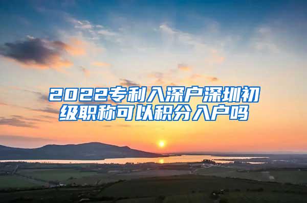 2022专利入深户深圳初级职称可以积分入户吗