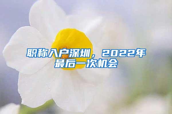 职称入户深圳，2022年最后一次机会