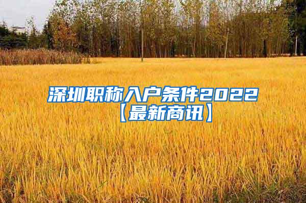 深圳职称入户条件2022【最新商讯】