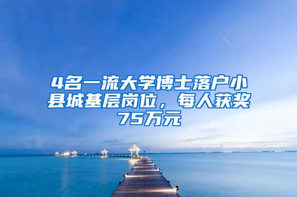 4名一流大学博士落户小县城基层岗位，每人获奖75万元