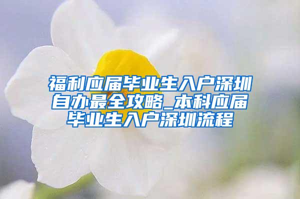 福利应届毕业生入户深圳自办最全攻略_本科应届毕业生入户深圳流程