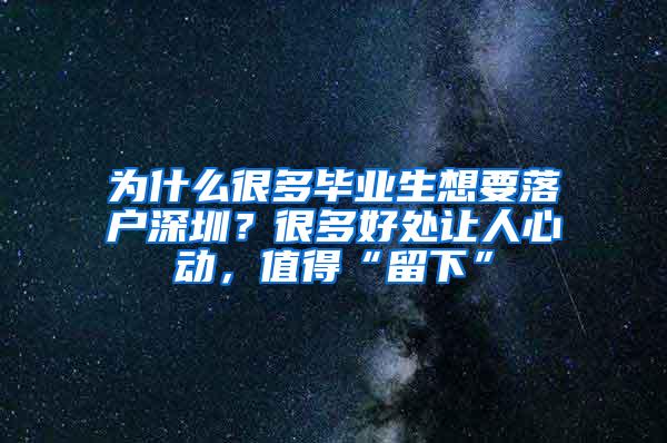 为什么很多毕业生想要落户深圳？很多好处让人心动，值得“留下”