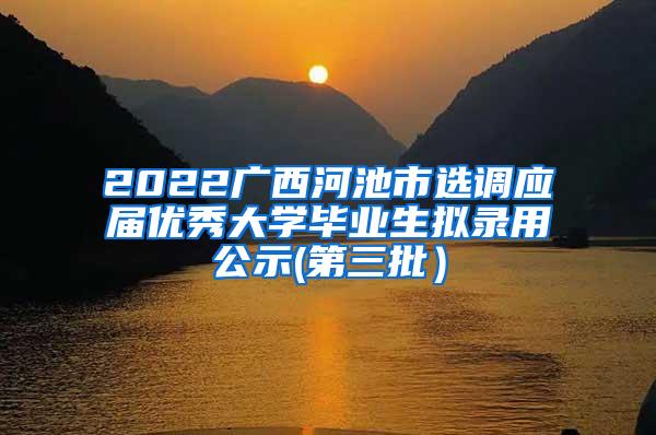 2022广西河池市选调应届优秀大学毕业生拟录用公示(第三批）