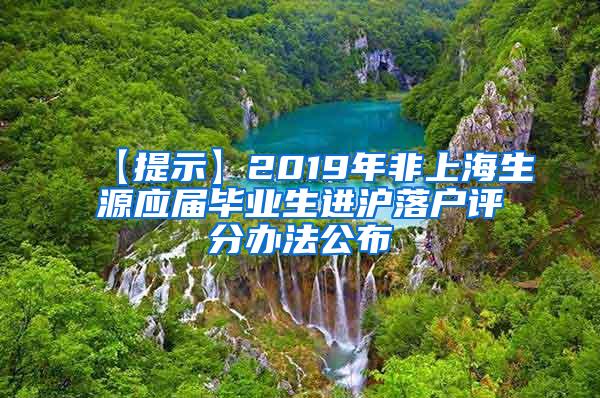 【提示】2019年非上海生源应届毕业生进沪落户评分办法公布