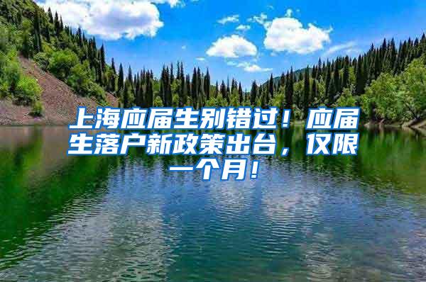 上海应届生别错过！应届生落户新政策出台，仅限一个月！