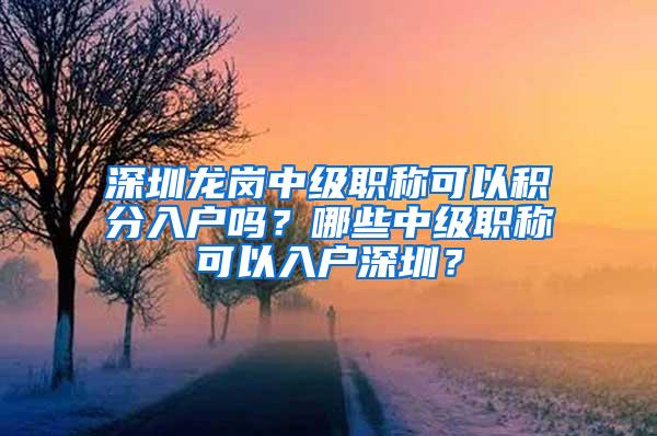 深圳龙岗中级职称可以积分入户吗？哪些中级职称可以入户深圳？