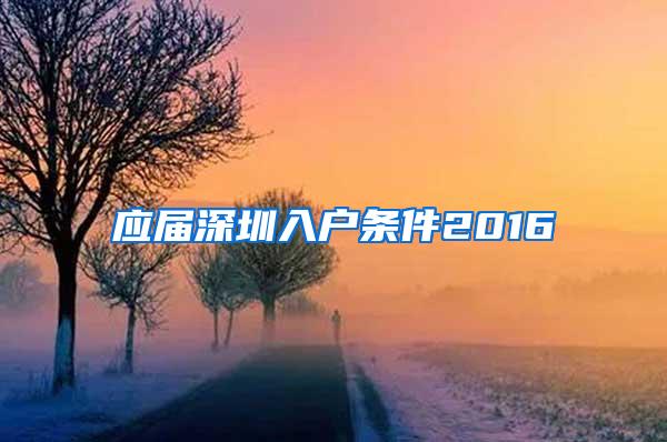 应届深圳入户条件2016