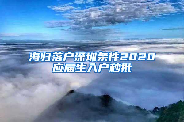 海归落户深圳条件2020应届生入户秒批