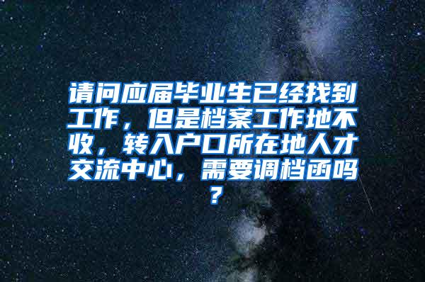 请问应届毕业生已经找到工作，但是档案工作地不收，转入户口所在地人才交流中心，需要调档函吗？