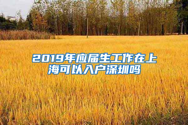 2019年应届生工作在上海可以入户深圳吗