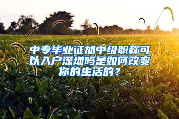 中专毕业证加中级职称可以入户深圳吗是如何改变你的生活的？