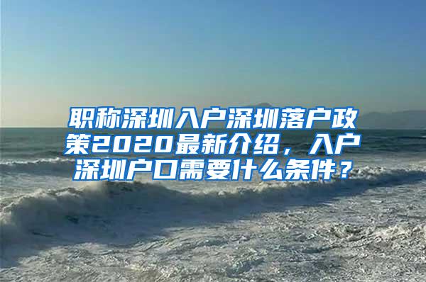 职称深圳入户深圳落户政策2020最新介绍，入户深圳户口需要什么条件？