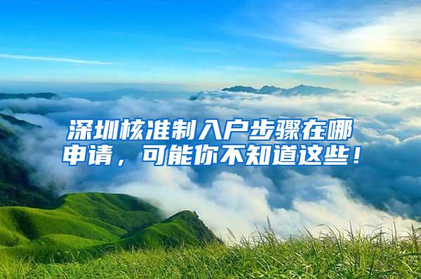 深圳核准制入户步骤在哪申请，可能你不知道这些！