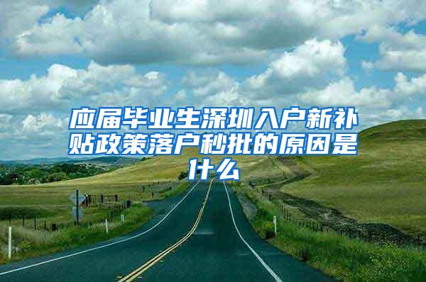 应届毕业生深圳入户新补贴政策落户秒批的原因是什么