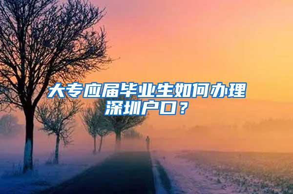 大专应届毕业生如何办理深圳户口？