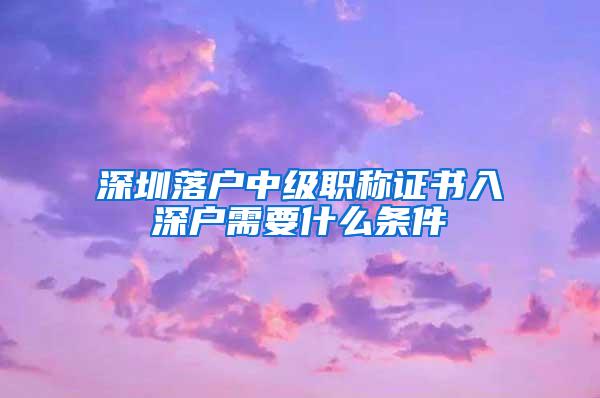 深圳落户中级职称证书入深户需要什么条件