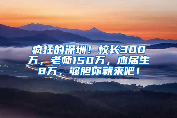 疯狂的深圳！校长300万，老师150万，应届生8万，够胆你就来吧！