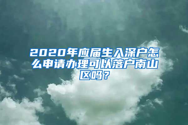 2020年应届生入深户怎么申请办理可以落户南山区吗？