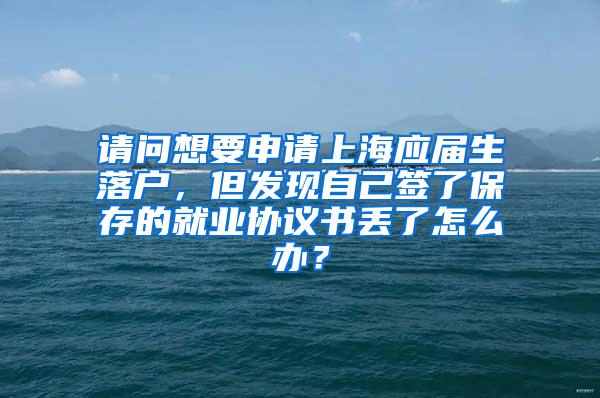 请问想要申请上海应届生落户，但发现自己签了保存的就业协议书丢了怎么办？