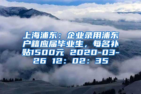 上海浦东：企业录用浦东户籍应届毕业生，每名补贴1500元 2020-03-26 12：02：35