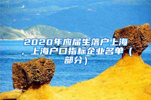 2020年应届生落户上海，上海户口指标企业名单（部分）