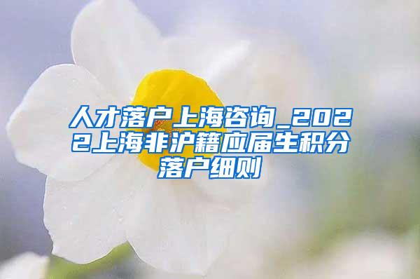 人才落户上海咨询_2022上海非沪籍应届生积分落户细则