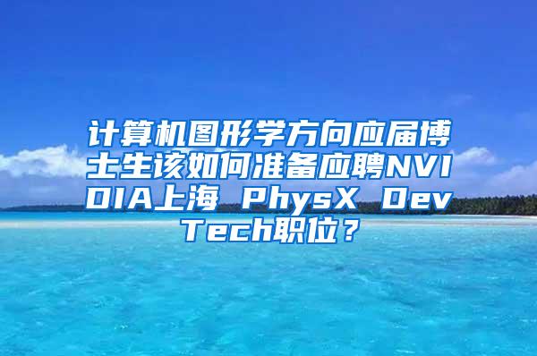 计算机图形学方向应届博士生该如何准备应聘NVIDIA上海 PhysX DevTech职位？