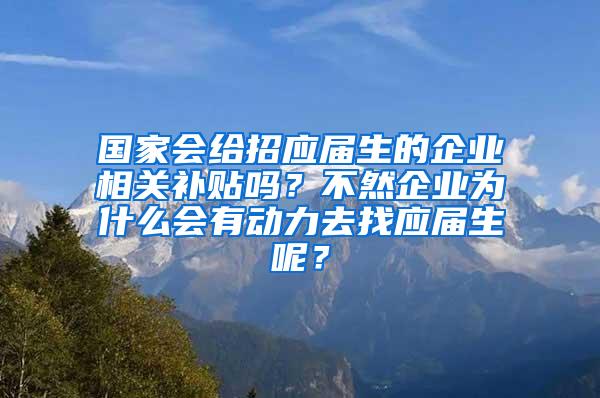 国家会给招应届生的企业相关补贴吗？不然企业为什么会有动力去找应届生呢？