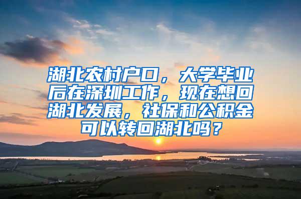 湖北农村户口，大学毕业后在深圳工作，现在想回湖北发展，社保和公积金可以转回湖北吗？