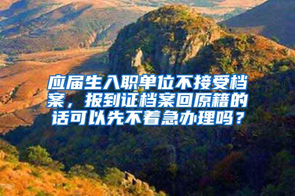 应届生入职单位不接受档案，报到证档案回原籍的话可以先不着急办理吗？