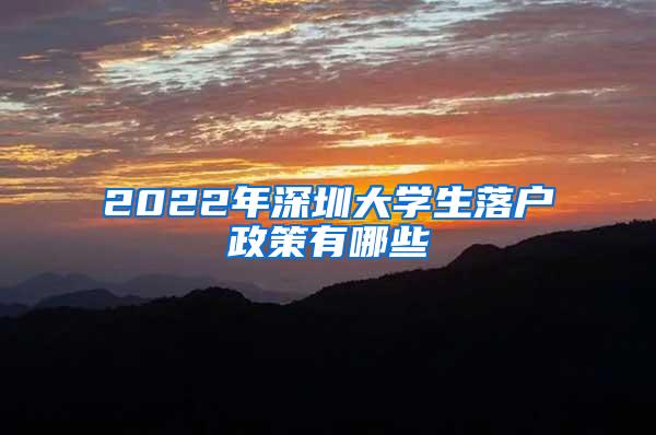 2022年深圳大学生落户政策有哪些