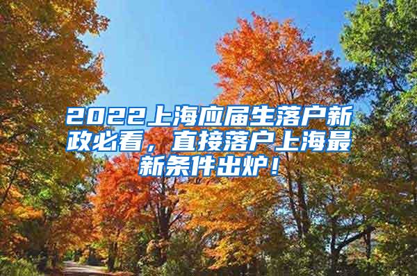 2022上海应届生落户新政必看，直接落户上海最新条件出炉！